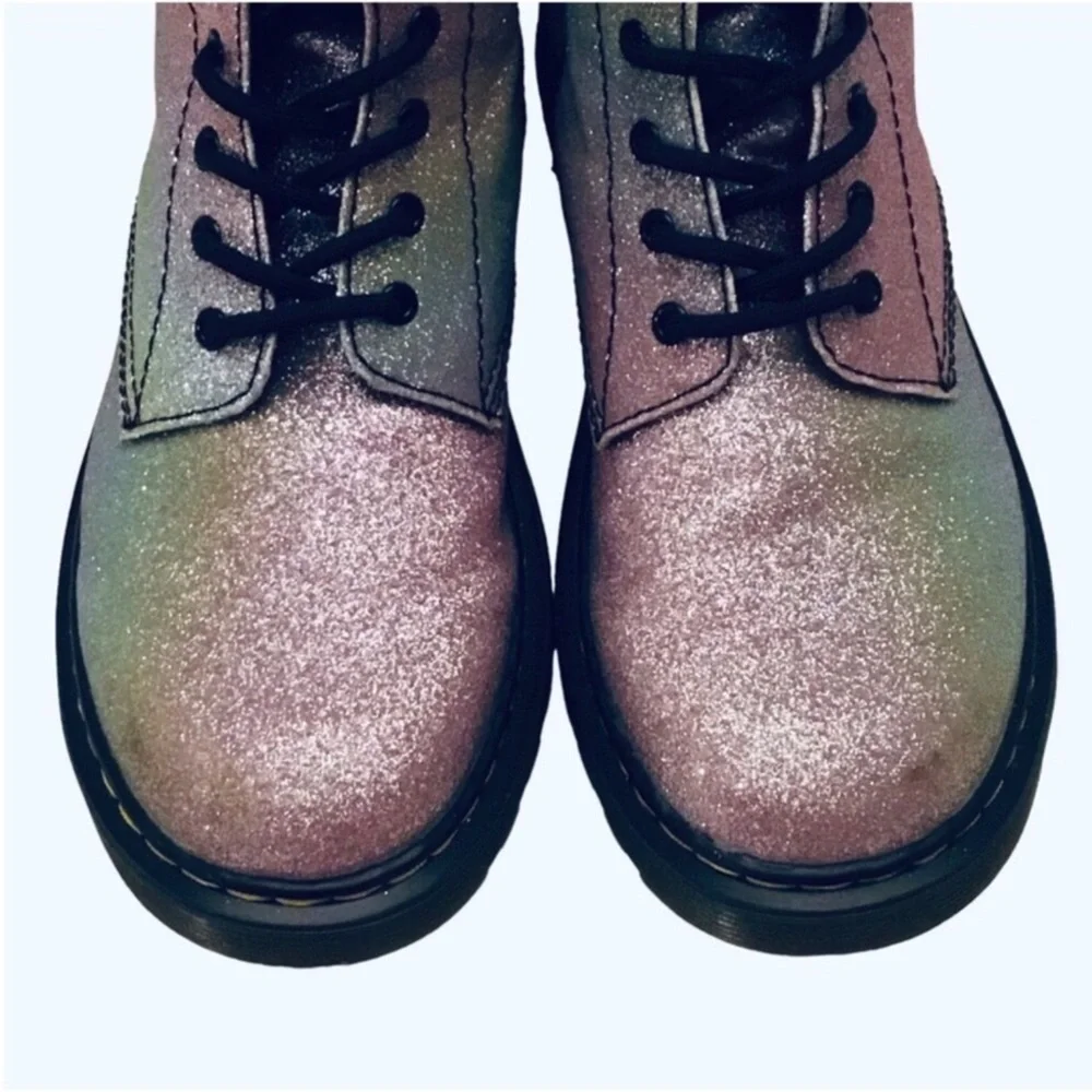 Dr. Martens 1460 Y Boots EU 37/L 6 Rainbow Glitter Combat Big Girl Side Zip Boot